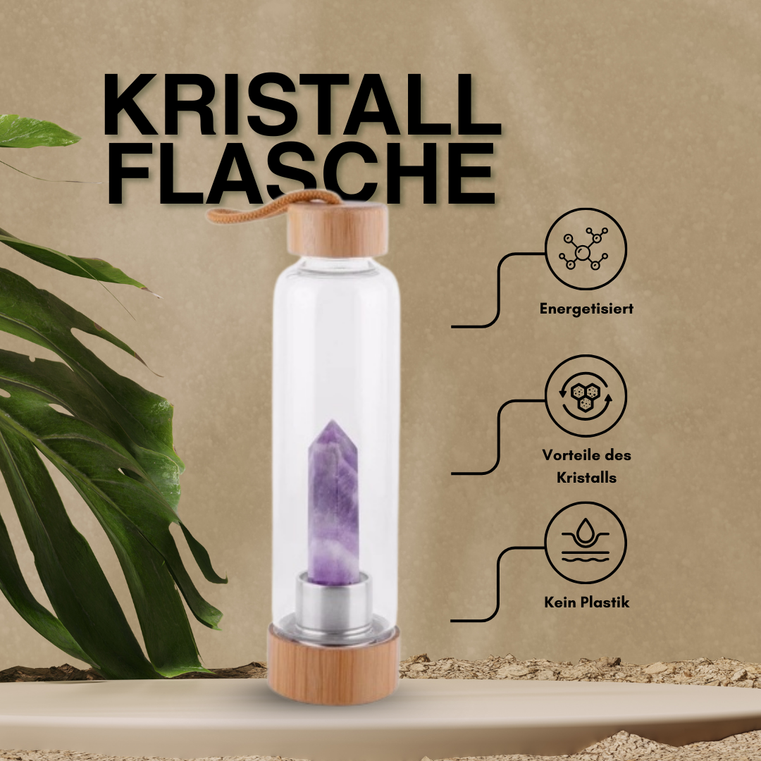 Glasflasche mit Kristall