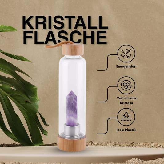 Glasflasche mit Kristall