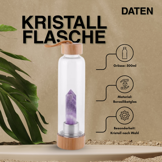 Glasflasche mit Kristall